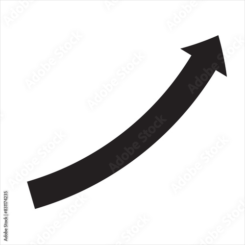Dynamic, curved arrow pointer. Direction shape.  vector illustration on white background. EPS 10/AI
