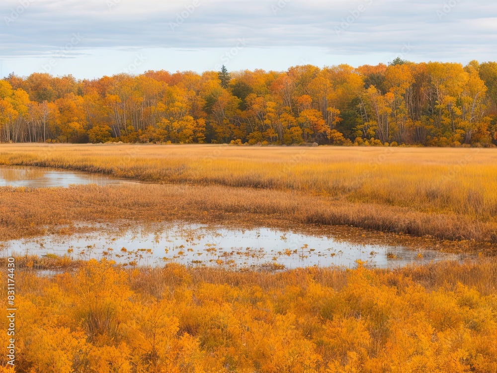 vista of a marshland in fall
