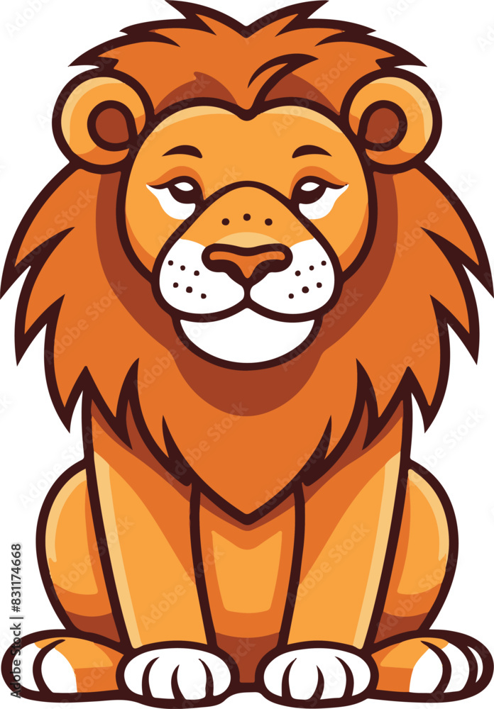 lion pose vector cartoon isolated on white