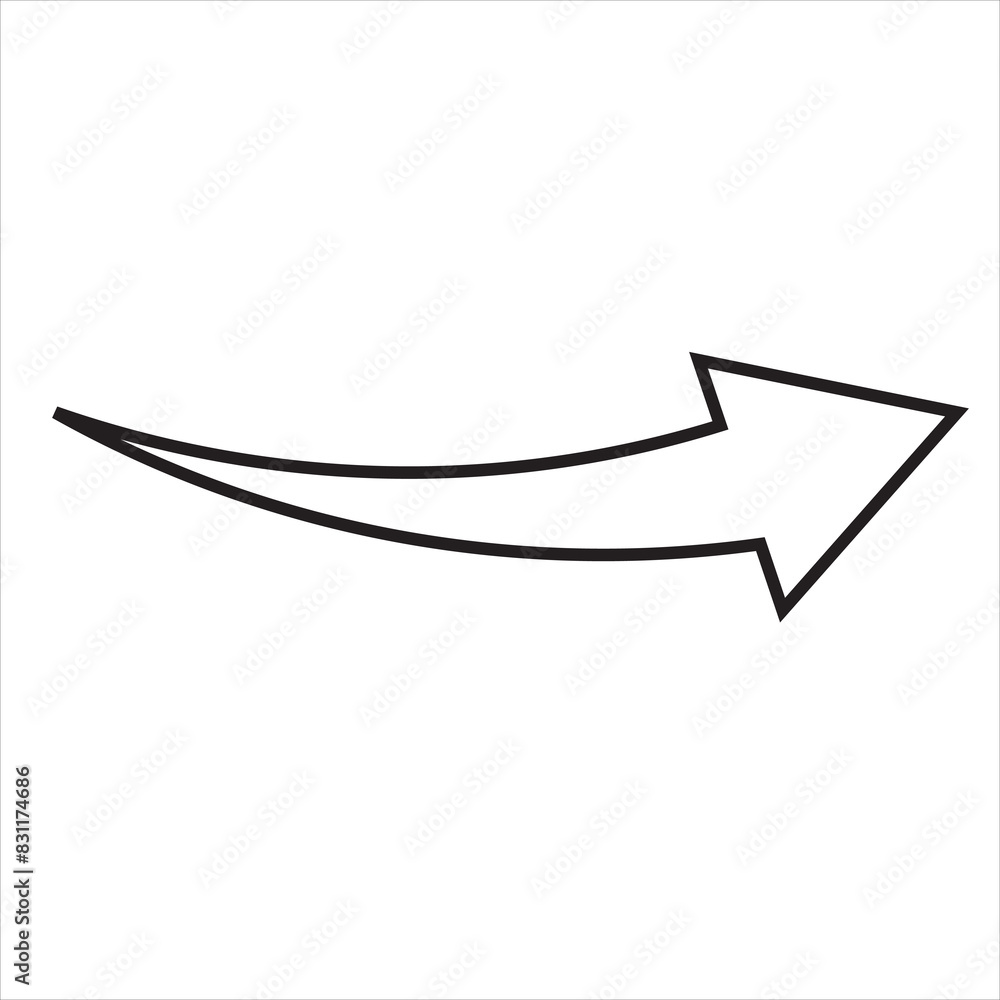 Dynamic, curved arrow pointer. Direction shape. vector illustration on white background. EPS 10/AI Dynamic, curved arrow pointer. Direction shape. vector illustration on white background. EPS 10/AI
