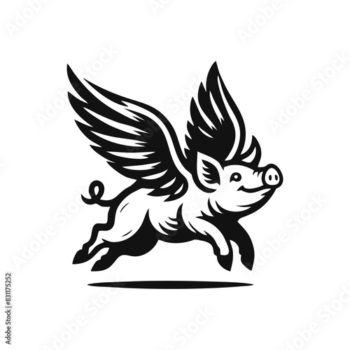 flying pig logo design, hog logo design