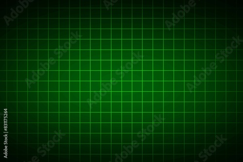 Green grid pattern background with neon glow light. Thin line pattern background. Green digital grids background, hi-tech, virtual reality concept