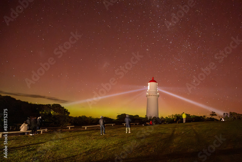 Lighthouse at Cape Schanck under aurora
