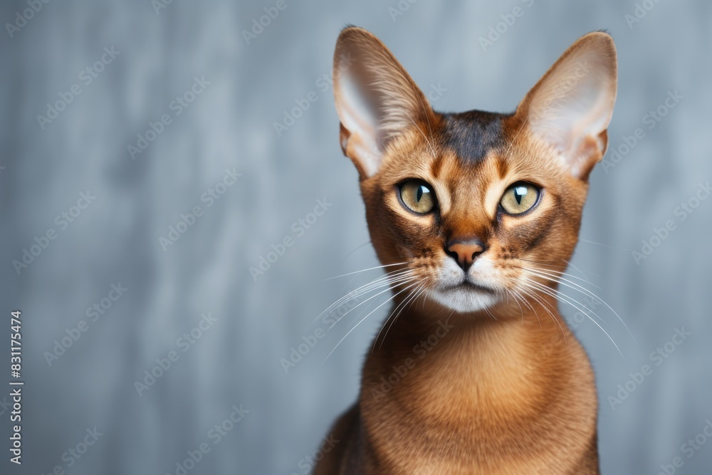 Portrait of a cute abyssinian cat in modern minimalist interior