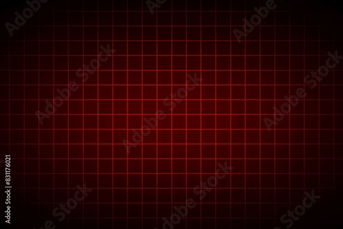 Geometric red grid on black background. Gradient red fishnet background. Red thin line pattern background