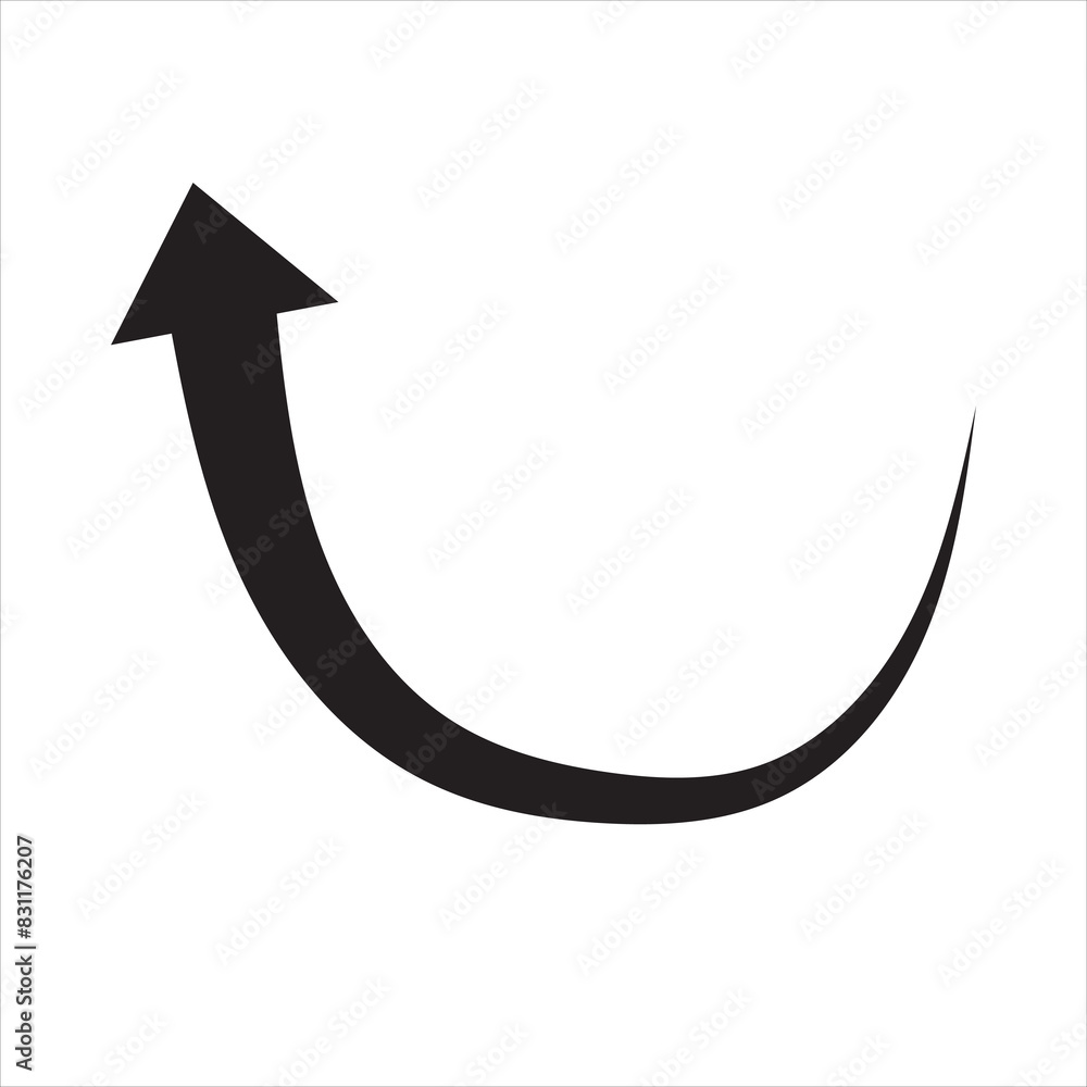 Dynamic, curved arrow pointer. Direction shape. vector illustration on white background. EPS 10/AI Dynamic, curved arrow pointer. Direction shape. vector illustration on white background. EPS 10/AI