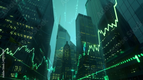 The Skyscrapers and Stock Graph photo