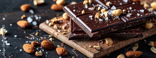 Chocolate with nuts and sea salt. Selective focus. © Erik