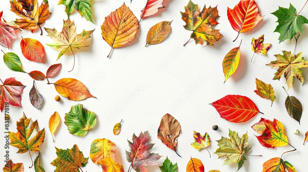 Fototapeta premium Applique of autumn leaves. Selective focus.