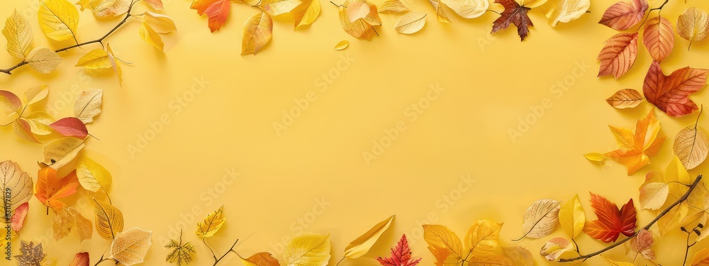 Applique of autumn leaves. Selective focus. Applique of autumn leaves. Selective focus.