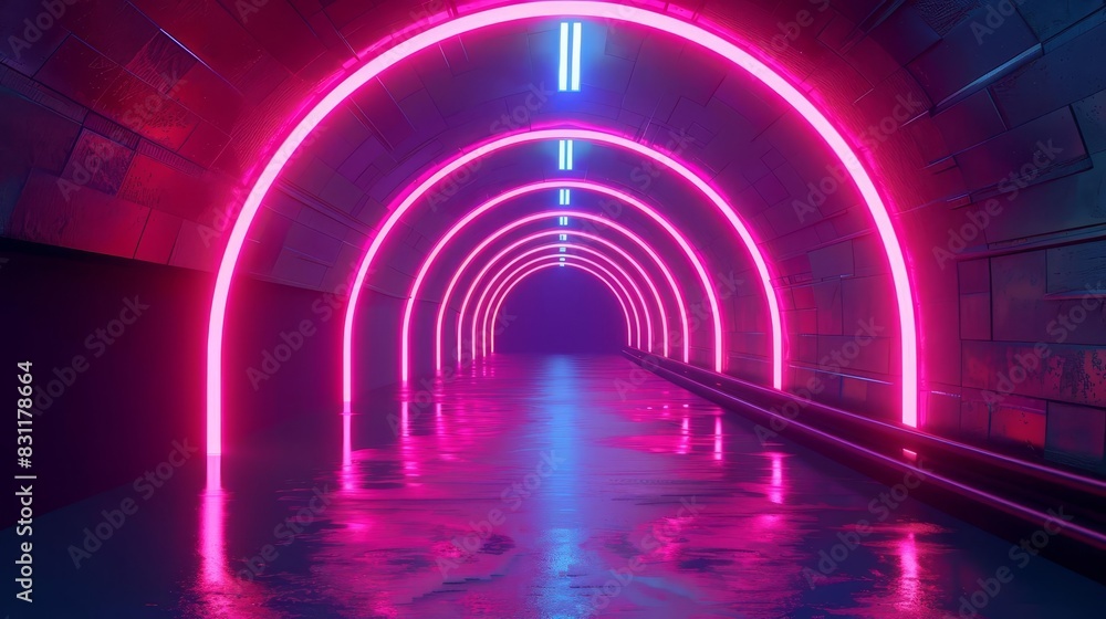 futuristic neon tunnel with glowing lights and reflections scifi cyberpunk background futuristic neon tunnel with glowing lights and reflections scifi cyberpunk background