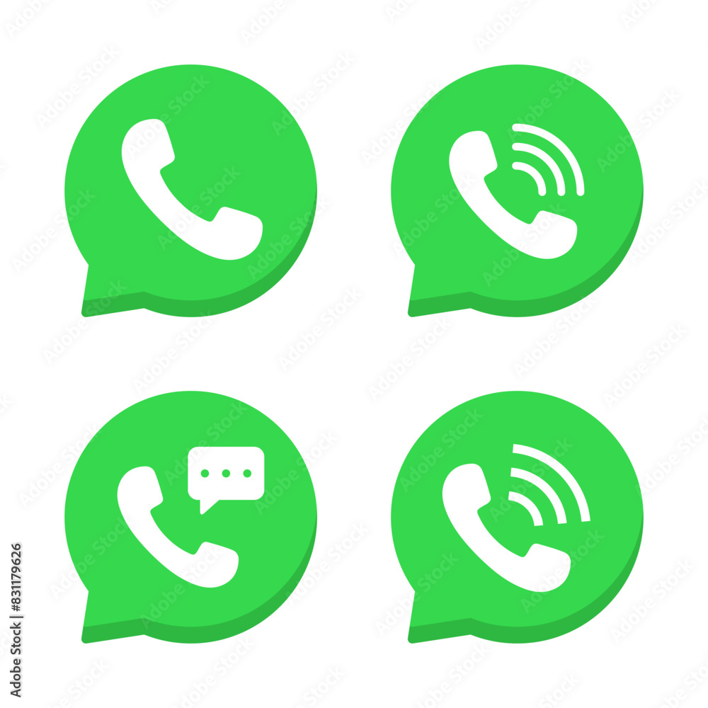 Phone, handset icon in speech bubbles Phone, handset icon in speech bubbles