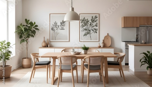 Minimalist modern living room interior background, empty wall mockup, living room mock up in Scandinavian style. 3d rendering