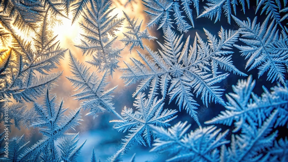 Frost-covered branches glowing in the sunlight Frost-covered branches glowing in the sunlight