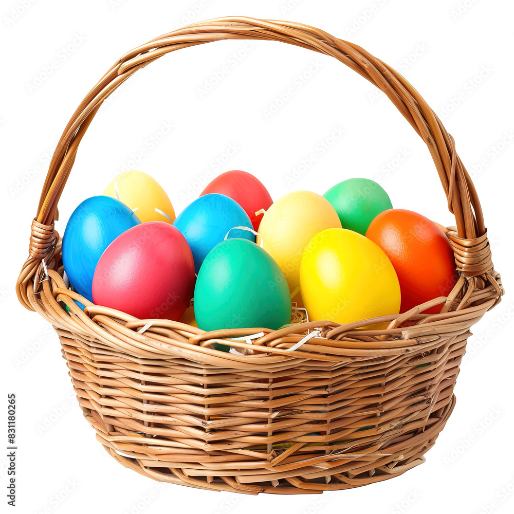 easter eggs in basket, isolated on transparent background Remove png, Clipping Path, pen tool easter eggs in basket, isolated on transparent background Remove png, Clipping Path, pen tool