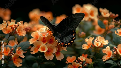 Closeup beautiful butterfly & flower in the garden. photo