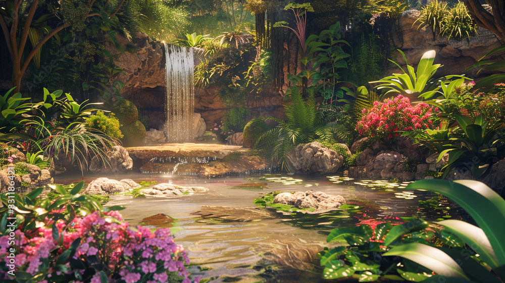 Peaceful home garden with vibrant plants and an enchanting natural view. Peaceful home garden with vibrant plants and an enchanting natural view.