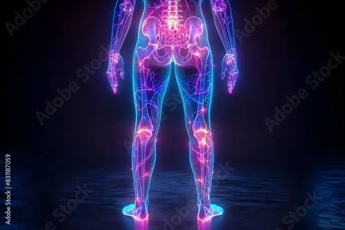 Neon Illuminated D Human Psoas Major Muscle in Isolated K Splendor © idea24Club