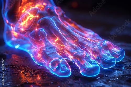 Vibrant D of Metatarsals Bones in Neon Colors for Medical Education photo