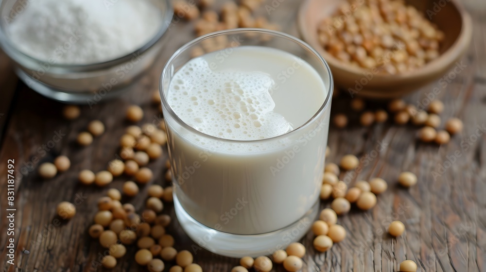 Homemade Soy Milk in a Domestic Kitchen Setting Homemade Soy Milk in a Domestic Kitchen Setting