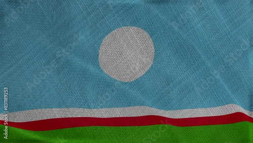 Flag of Sakha Republic, Sakha Republic 3D Animation flag waving in the wind. 4K Sakha Republic Flag Animation waving with fabric texture.
 photo