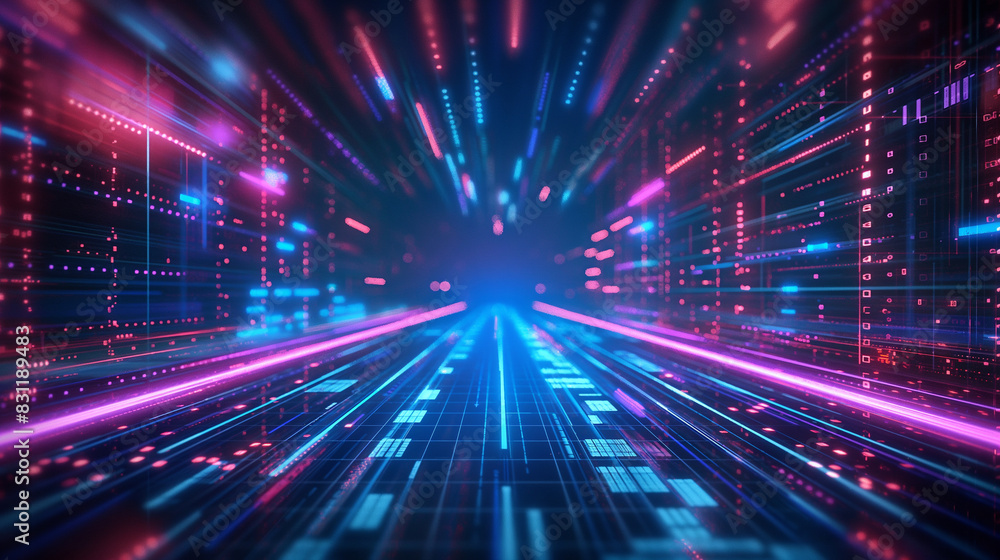 Abstract technology background Neon circuit board with bokeh effect High tech and dark background connection system with binary code and circuits. 3D rendering. Abstract technology background Neon circuit board with bokeh effect High tech and dark background connection system with binary code and circuits. 3D rendering.