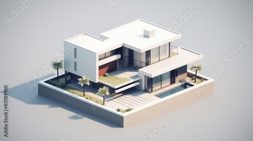 Minimalistic Isometric Residential Structures with Clean Lines © komal