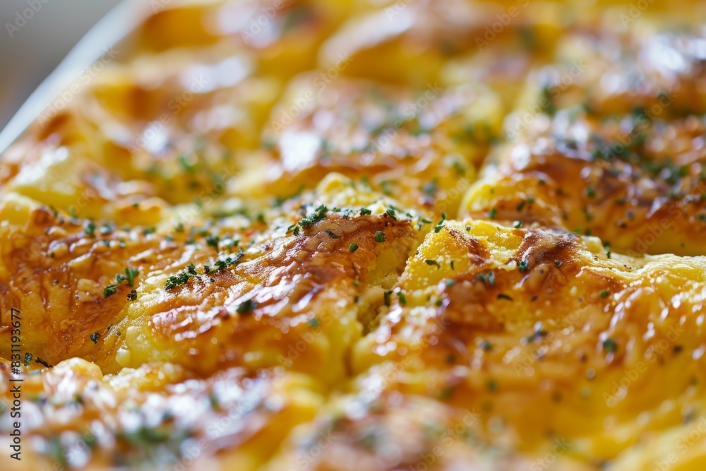 Golden cheesy scalloped potatoes baked to perfection Golden cheesy scalloped potatoes baked to perfection