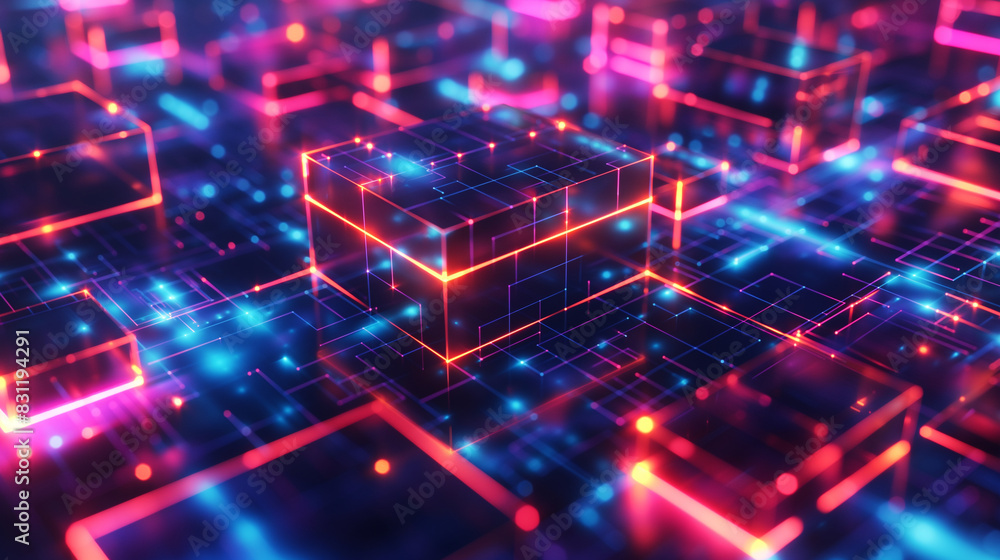 Abstract Cube Background. Backland Neon Light Modern Illusion, Sci-fi Style. Modern Fashion Light. 3D Illustration. Geometric Neon Light Background. Abstract Cube Background. Backland Neon Light Modern Illusion, Sci-fi Style. Modern Fashion Light. 3D Illustration. Geometric Neon Light Background.