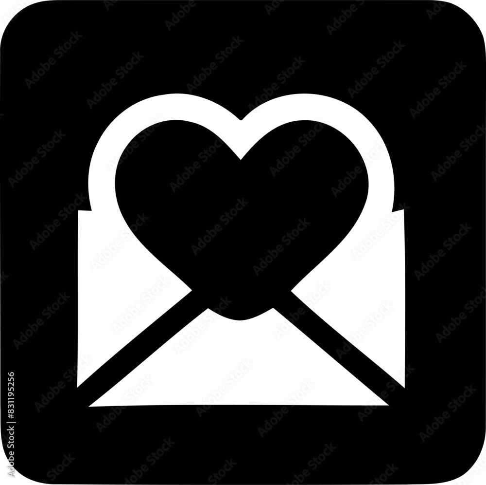 Stylized Minimal Heart & Envelope Icon for Greetings and Communication