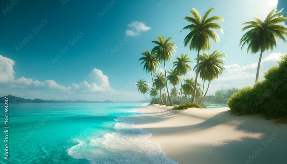 Summer wallpaper with a pristine tropical beach. 