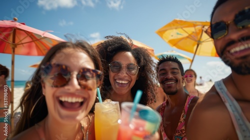 Friends Enjoying Beach Drinks