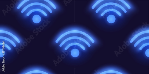 Neon vector illustration Wi-Fi Free vector illustration in blue color. Stylish and modern design, perfect for advertising and informational materials.
