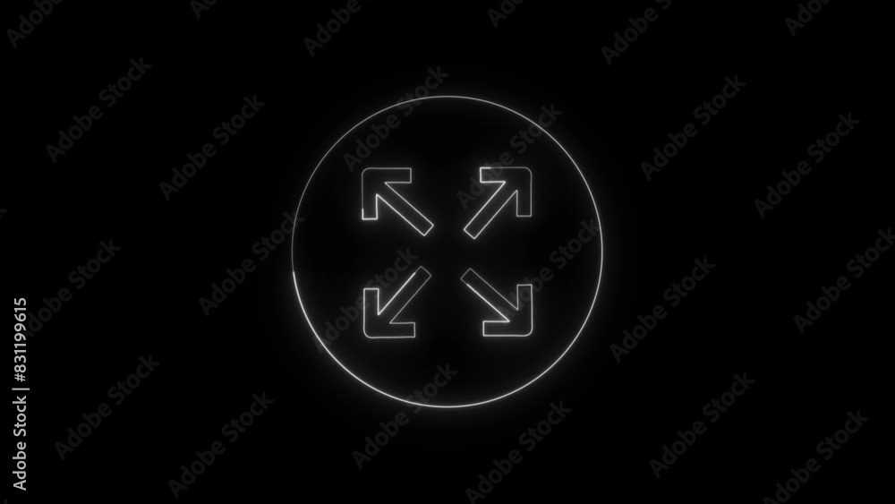 Glowing neon full screen sign icon animation Glowing neon full screen sign icon animation