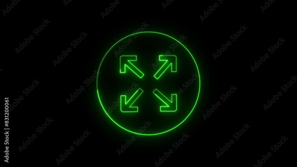 Glowing neon full screen sign icon animation Glowing neon full screen sign icon animation