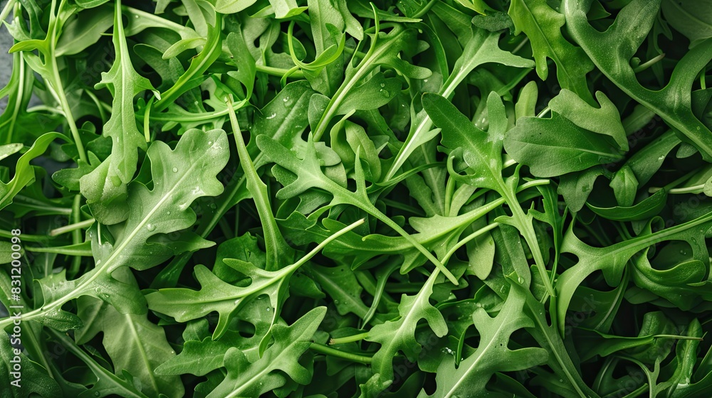 Fresh arugula salad leaves, top view background. Flat lay of fresh green rucola salad leaf texture pattern. Fresh arugula salad leaves, top view background. Flat lay of fresh green rucola salad leaf texture pattern.