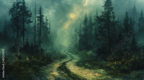 A forest with a path through it © CreativeIMGIdeas