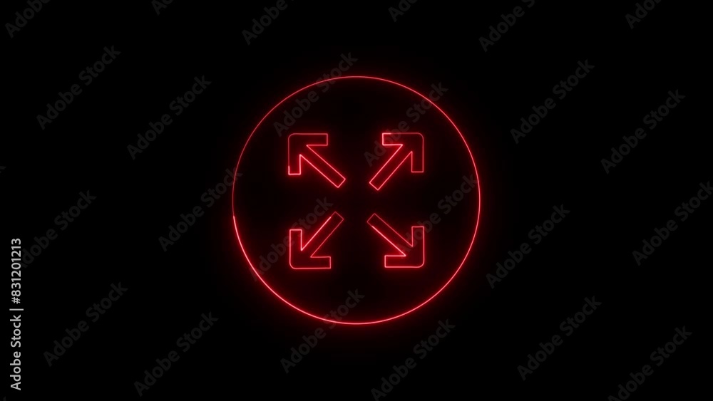 Glowing neon full screen sign icon animation Glowing neon full screen sign icon animation