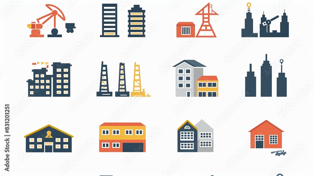 building industry icons. vector building industry icons. vector