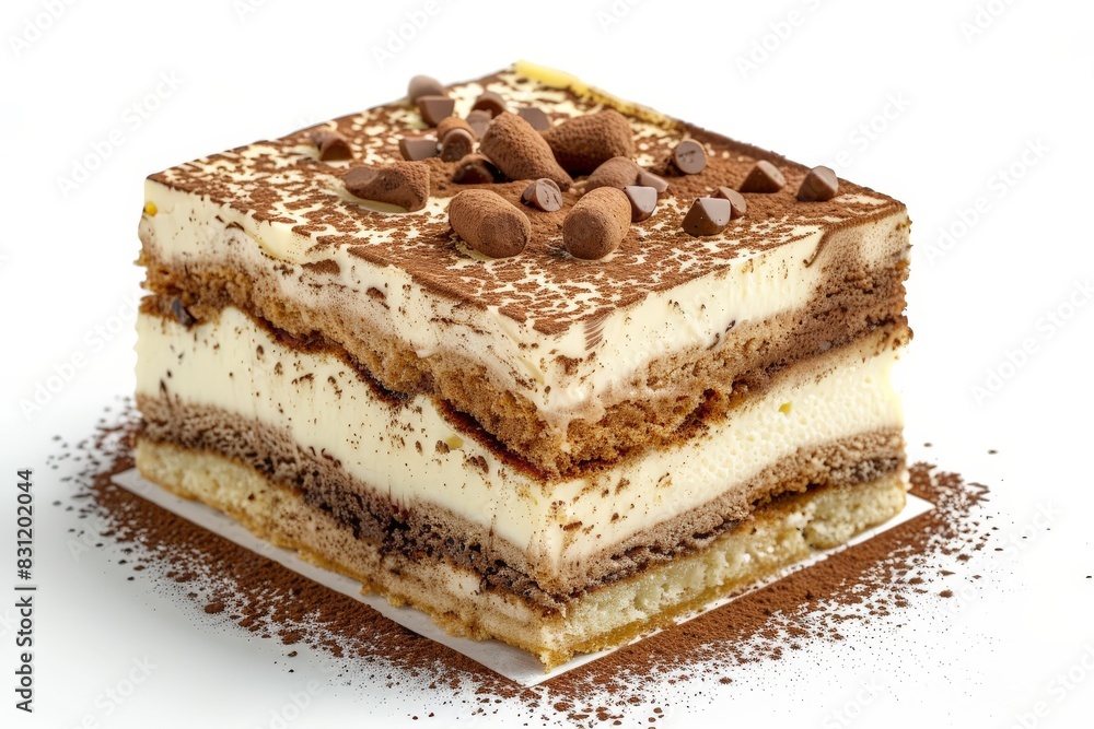 Cake tiramisu white isolated Cake tiramisu white isolated