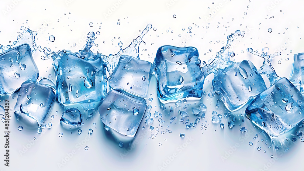 Crystal clear ice cubes on a white background. Crystal clear ice cubes on a white background.