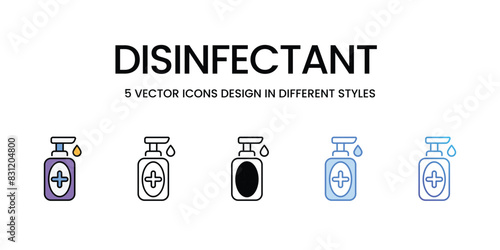Disinfectant icons vector set stock illustration.