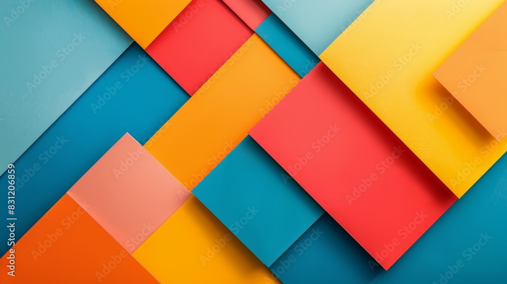 Abstract Geometric Pattern of Colorful Overlapping Paper Squares Abstract Geometric Pattern of Colorful Overlapping Paper Squares
