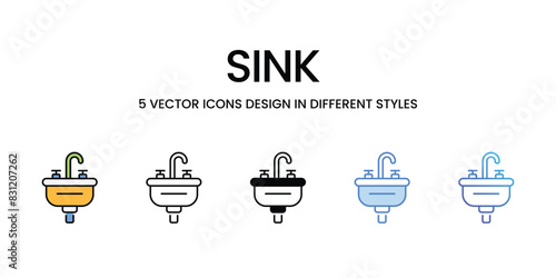 Sink icons vector set stock illustration.