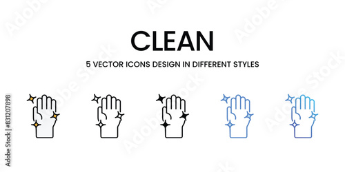 Clean icons vector set stock illustration.