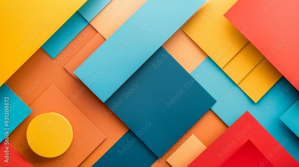 Abstract Geometric Pattern with Yellow, Red, Blue, and Orange Shapes. Abstract Geometric Pattern with Yellow, Red, Blue, and Orange Shapes.