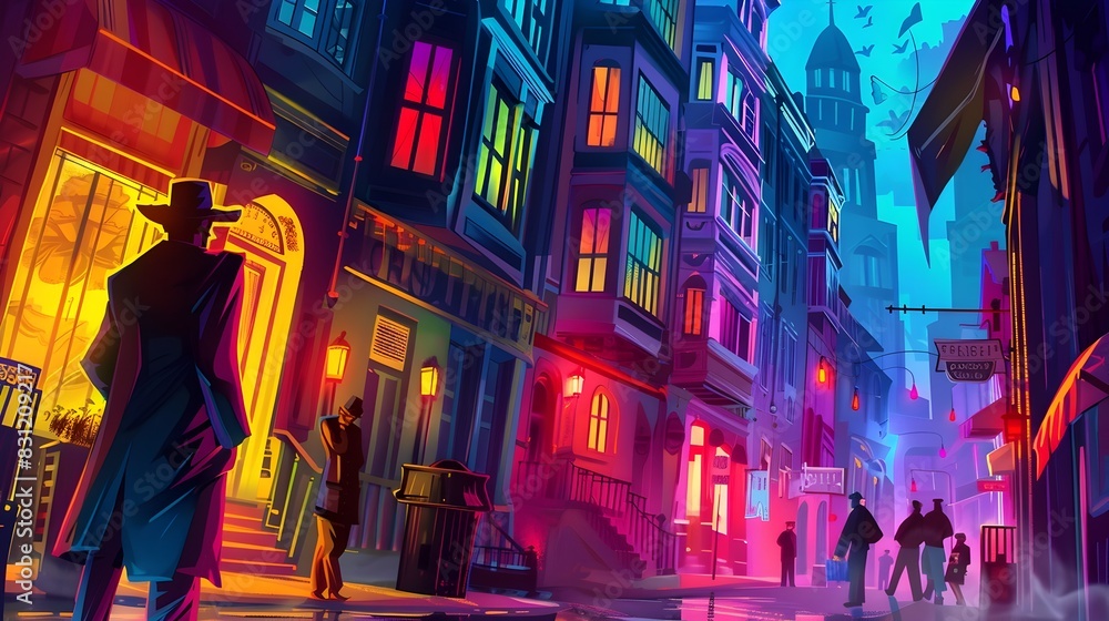 Captivating Cityscape Alive with Neon-Lit Skyscrapers and Bustling Streets