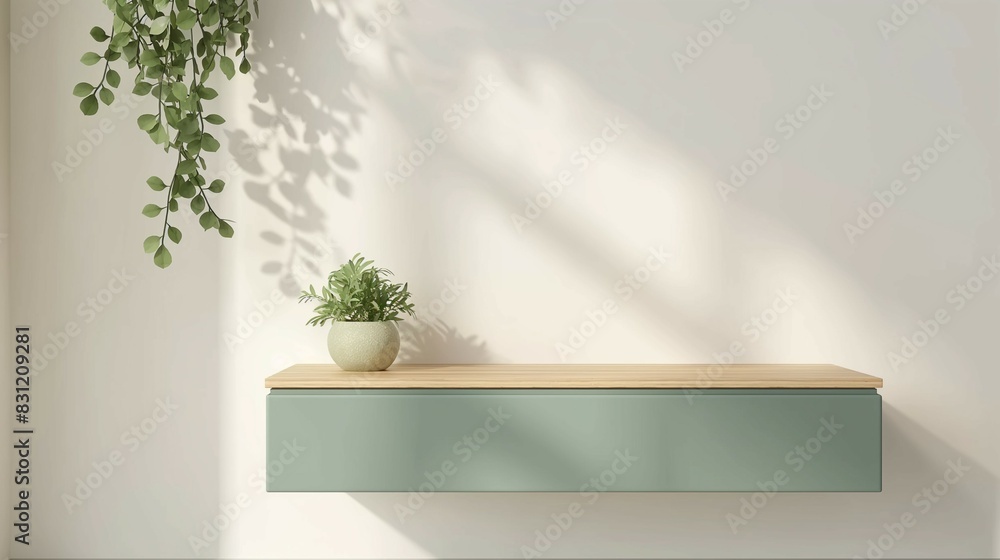 Obraz premium green cabinet shelves home decoration