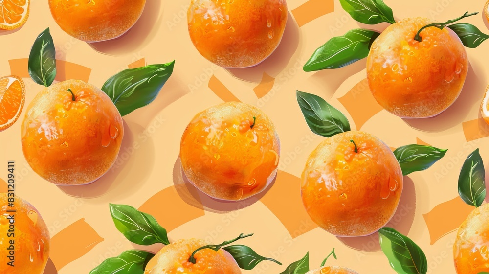 Bright oranges seamless pattern vector. Bright oranges seamless pattern vector.