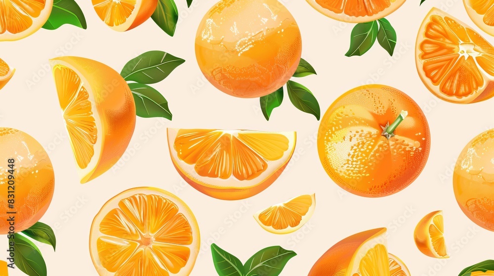 Bright oranges seamless pattern vector. Bright oranges seamless pattern vector.